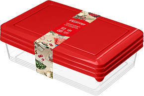 HOMVER Комплект контейнеров для продуктов "Asti" прямоугольных 0,75л х 3 шт. (красный) 223137706/03 Емкость для сыпучих продуктов