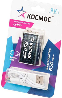 КОСМОС KOCLi9V650mAh1BL черный Аккумулятор