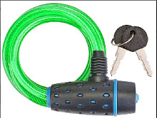 STELS Трос-замок 87318 с ключом со стальн. тросом 8х1800мм, чёрно-зелёный 540057*LU059793 Аксессуары для вело-техники