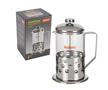 MALLONY Чайник/кофейник (кофе-пресс) Caffe, 800 мл, из жаропр стекла, в корпусе из нерж стали, B535-800ML (950082) Чайники заварочные
