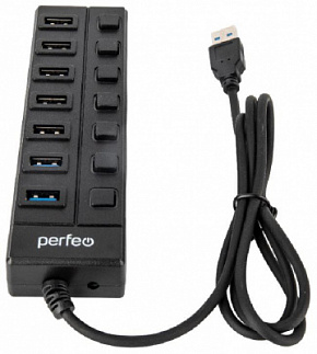 PERFEO (PF_C3228) USB-HUB 7 Port, (PF-H036 Black) чёрный USB-концентратор