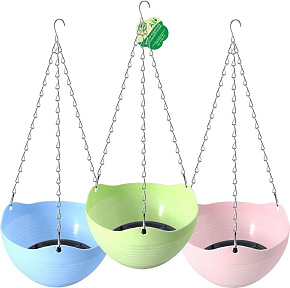 MULTIDOM Кашпо подвесное с дренажной сеткой. Диаметр 15см, глубина 8,5см VL83-117 Кашпо подвесное с дренажной сеткой. Диаметр 15см, глубина 8,5см 3 цв