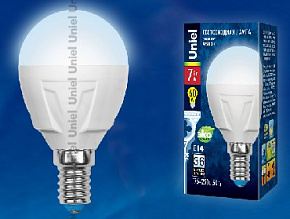 UNIEL (UL-00002417) LED-G45 7W/NW/E14 шар Белый свет 4000K Лампа светодиодная