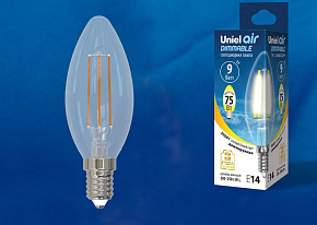 UNIEL (UL-00005185) LED-C35-9W/3000K/E14/CL/DIM GLA01TR