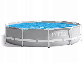INTEX Бассейн каркасный 427х107см.(фильтр-насос+лестница+тент+подстилка) .(коробке) Арт.26720NP Бассейн каркасный