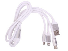 SMARTBUY (iK-312 white) 3 в 1 MICROUSB+TYPE-C+8 PIN 1 м USB кабель