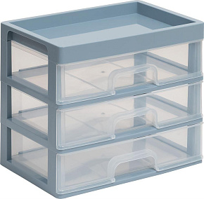 VIOLET для мелочей 3 ящика (серо-синий/прозрачный) 340349 Органайзер