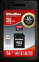 OLTRAMAX MicroSDHC 16GB Class 10 UHS-1 Elite + адаптером SD 45 MB/s [OM016GCSDHC10UHS-1-ElU1] Карта памяти