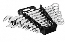 ЕРМАК 736-097 Набор ключей рожково-накидных, 8 предм. 8-19мм, полированные CRV, пластик холдер Набор инструмента