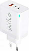 PERFEO (I4655) USB-A+2xTYPE-C, GaN, 65W, белый Сетевое зарядное устройство
